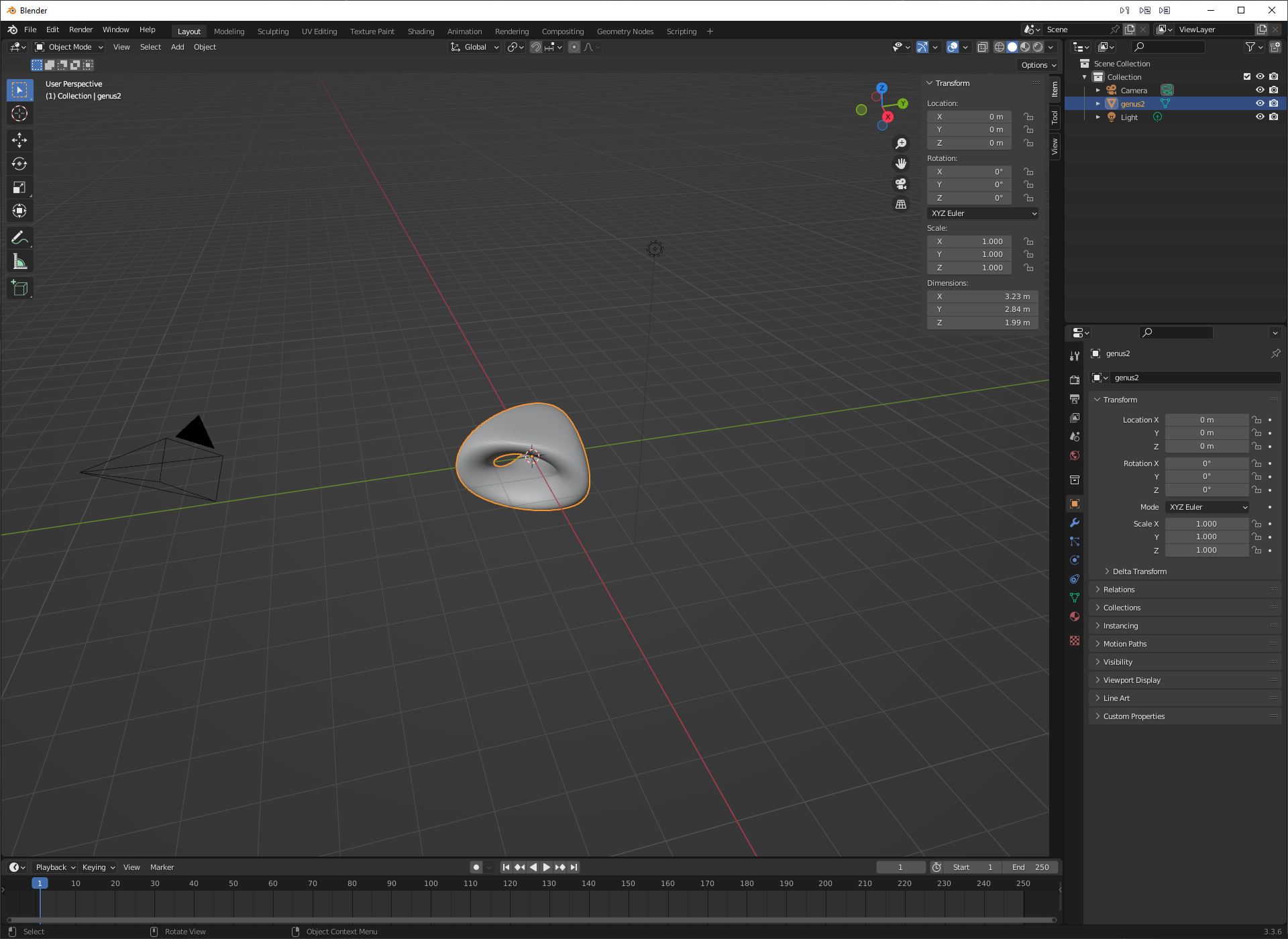The imported Genus 2 isosurface in Blender.